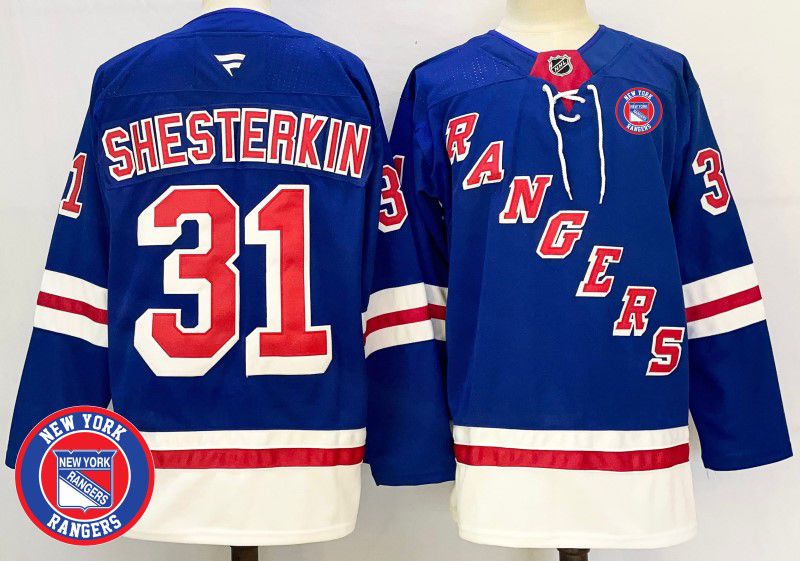 Men New York Rangers 31 Shesterkin Blue Fanatics 2025 NHL Jersey style 4